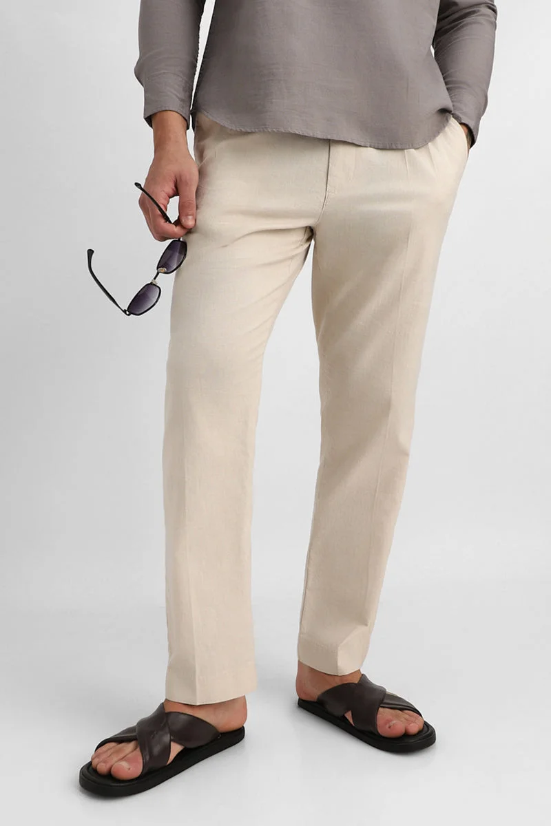 SNITCH Relaxed Fit Linen Blend Trousers